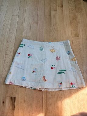 GAP NWT Embroidered Coastal Skort Size XS Linen Blend